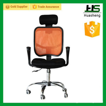 orange mesh office chair with adjust headrest H-M04-BaO.